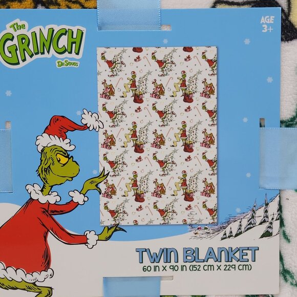 Dr. Seuss The Grinch Oversized Plush Throw Blanket 60X90" Twin Christmas Sally - Picture 6 of 10